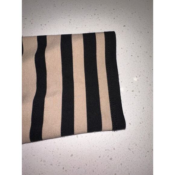 J. McLaughlin Women’s Dress Black Tan Stripe 3/4 sleeves M Stretch work office - Picture 4 of 6